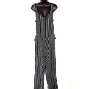Polly & Esther Women's Stripe Black Jumpsuit Size XL